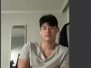 Handsome Korean Hunk Cam - Red Shorts/Grey Top version